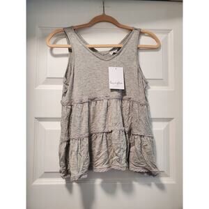 love, Fire Gray Tiered Ruffle Tank Top